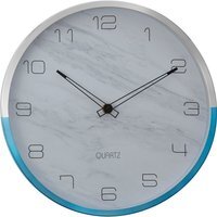 Elko 30cm Dia Wall Clock with Silver and Blue Frame - Blue