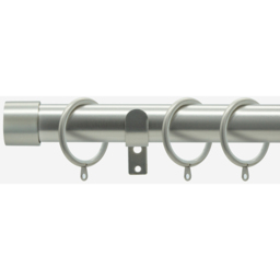 Brushed Steel 28mm End Cap Fixed Length Metal Curtain Pole - Brushed Steel / 80cm - thumbnail 5