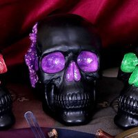 Gothic Glitter Skull Figurine - 17cm - thumbnail 1