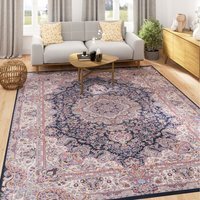Purple Mandala Washable Rug - Navy Blue Red / 80cm x 150cm (Small) - thumbnail 1