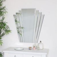 Large Art Deco Fan Frameless Wall Mirror - Clear