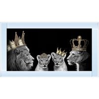 Royal Lions i Glitter Liquid Wall Art Dcor - Silver
