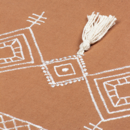 Pritta Cotton Embroidered Tasselled Cushion - Cinnamon - thumbnail 2