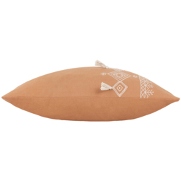 Pritta Cotton Embroidered Tasselled Cushion - Cinnamon - thumbnail 4