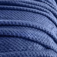 Waffle Honeycomb Mink Throw - Navy Blue / 240cm
