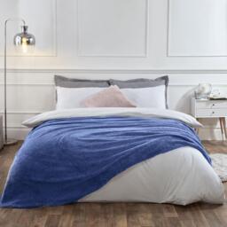 Waffle Honeycomb Mink Throw - Navy Blue / 240cm - thumbnail 3