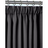 Woven Thermal Blackout Pencil Pleat Curtains - Charcoal / 116cm / 137cm