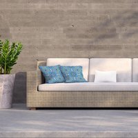 Floral And Geometric Embellished Tiles Outdoor Cushion - Blue / 60cm