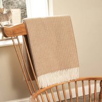 Cable Pattern Wool Blanket - Beige
