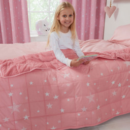 Dreamscene Blush Star Teddy Fleece Weighted Blanket - Blush - thumbnail 3