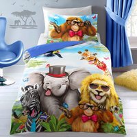 Fun Selfie Animal Printed Duvet Set  - multi / 1 duvet cover & 1 pillowcase