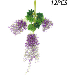 Set of 12 Hanging Artificial Wisteria Vines - Blue-Purple - thumbnail 5