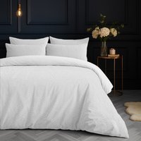 Velvet Embossed Leaf Pattern Duvet Set - White / Single - image 1