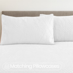 Velvet Embossed Leaf Pattern Duvet Set - White / Single - thumbnail 2