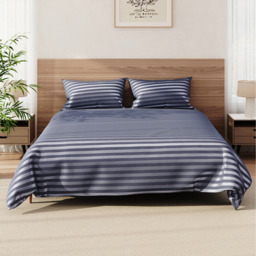 Striped Pattern Bedding Sheet Set - Silver-Grey / 229cm - thumbnail 2