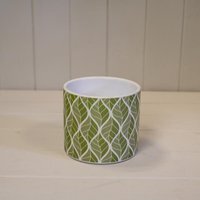 Rustic Sage Leafy Patterned Plant Pot - Pale Green