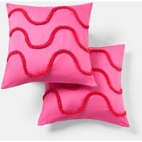 OHS Tufted Wave Cushion Covers - Hot Pink/Red / Machine washable at 40°C. Tumble dry friendly. Do not bleach or iron.