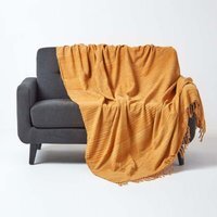 Bed Sofa Throw Cotton Chenille Tie Dye - Rust / 200cm