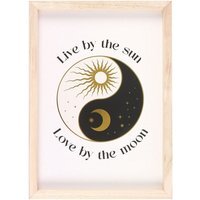 Celestial Yin Yang Wall Art With Inspirational Quote - White