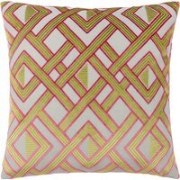 Henley Velvet Jacquard Cushion - Lime-Pink - image 1