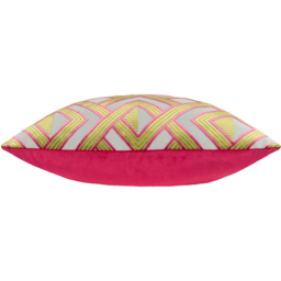 Henley Velvet Jacquard Cushion - Lime-Pink - thumbnail 5