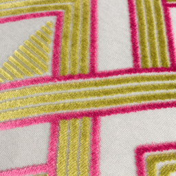 Henley Velvet Jacquard Cushion - Lime-Pink - thumbnail 3