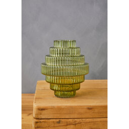 Raya Large Rounded Stripe Vase - Glass 100% - thumbnail 3