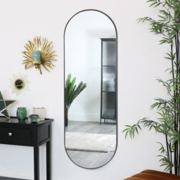 Oval Metal Full Length Wall Mirror Home Decor - Black - thumbnail 4