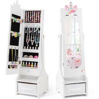 Kids Jewellery Cabinet with Full-Length Mirror - White