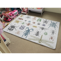 Many Species In Vintage Old Hand Drawn Style Designer Rug - White / 150cm - thumbnail 2