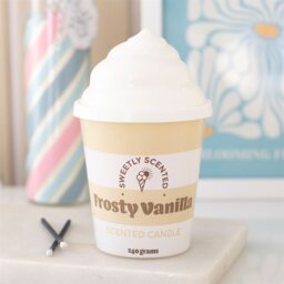 Frosty Vanilla Ice Cream Scented Candle Creamy Retro Summer Decor - Cream - thumbnail 3