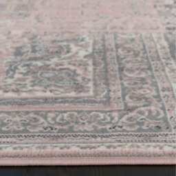 Blush Pink Grey Traditional Patchwork Living Room Rug - Blush Pink / 330 x 240cm - thumbnail 2