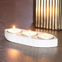 Geometric Ceramic Triple Tealight Holder for Ambient Lighting - White - image 1