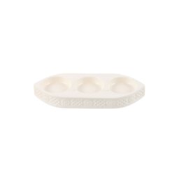 Geometric Ceramic Triple Tealight Holder for Ambient Lighting - White - thumbnail 2