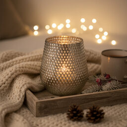 Complements Silver Large Glass Candle Holder - Silver - thumbnail 3