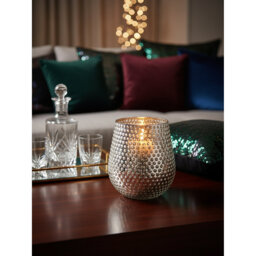 Complements Silver Large Glass Candle Holder - Silver - thumbnail 2