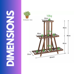 3 Tier Bamboo Indoor Outdoor Living Room Plant Stand - Natural Brown - thumbnail 2