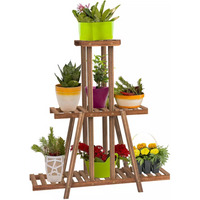 3 Tier Bamboo Indoor Outdoor Living Room Plant Stand - Natural Brown