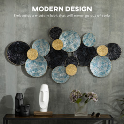 HOMCOM 3D Wall Art Modern Circle Hanging Wall Sculpture Home Decor - Gold, Blue, Black - thumbnail 3