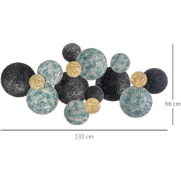 HOMCOM 3D Wall Art Modern Circle Hanging Wall Sculpture Home Decor - Gold, Blue, Black - thumbnail 2