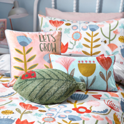 Lets Grow Piped Velvet Cushion 43 x 43cm - Pink / Feather - thumbnail 4