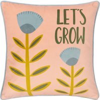 Lets Grow Piped Velvet Cushion 43 x 43cm - Pink / Feather - thumbnail 1