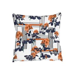 Geometric Lines  Flowers Outdoor Cushion - Orange / 60cm - thumbnail 2