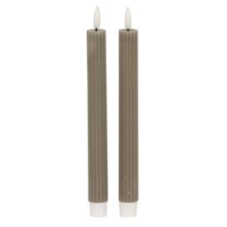Luxe Collection Natural Glow Ribbed Taper Candles - Grey - thumbnail 2