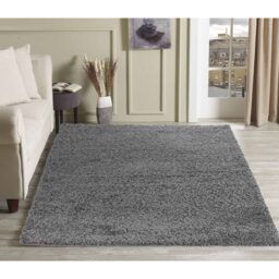 Desire Rugs Plain Living Room Fluffy Shaggy Area Rugs - Grey / 120x120 - thumbnail 3