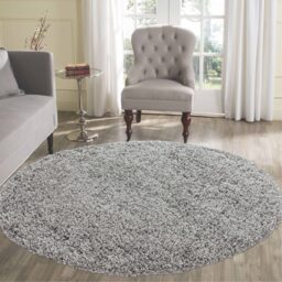 Desire Rugs Plain Living Room Fluffy Shaggy Area Rugs - Grey / 120x120 - thumbnail 4