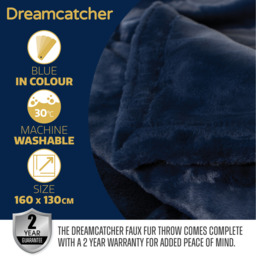 Fleece Blanket Faux Fur Throw - Navy Blue - thumbnail 2