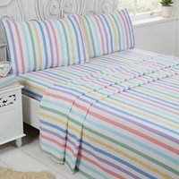 Candy Stripe Cotton Bedcover Sheet Set - Multicolor / King