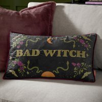 Bad Witch Embroidered Velvet Polyester Filled Cushion 50 x 30cm - Black Magic - image 1