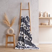 Nordic Sherpa Throw - Navy/White